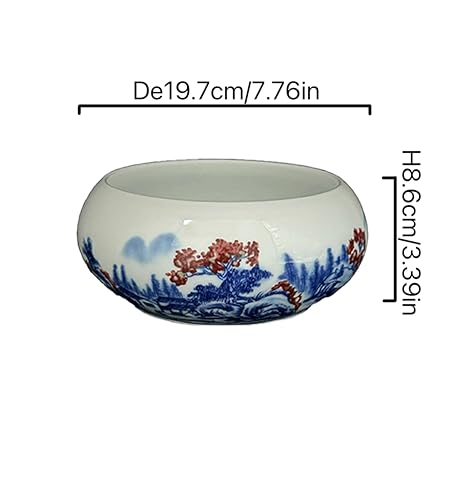 Artisan Decorative Ceramic Bowl with Blue and Red Landscape Design, 7.7 Inch Diameter for Elegant Home Décor - Image 3