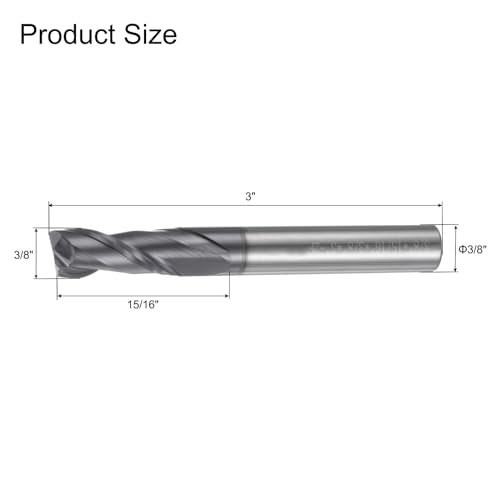 Image of uxcell End Mill 3 /8 inch x 15 /16 inch 2 Flutes Spiral Helical Groove Tungsten Steel Straight Shank CNC Milling Bits