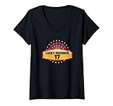Damen Glückszahl 17 Roulette-Rad Glücksspiel Casino Spin Win Männer T-Shirt mit V-Ausschnitt
