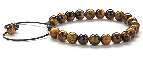 Hamoery Men Women 8mm Tiger Eye Stone Beads Bracelet Elastic Natural Stone Yoga Bracelet Bangle4
