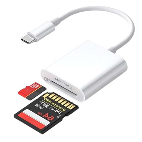 USB C SD Card Reader, Dual Slots Camera Card Viewer Memory Card Reader, SD to USB Type C OTG Adapter, Sd CardReader Adapter, Compatible with IOS, Android, Windows, MacOS, Linus etc. (White)