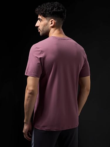Image of TECHNOSPORT Men's Slim Fit Solid Crew Neck T-Shirt, Cotflex Quick Dry Wrinkle Resistant Polyester Sports Tee for Gym, Running, Training, Sports