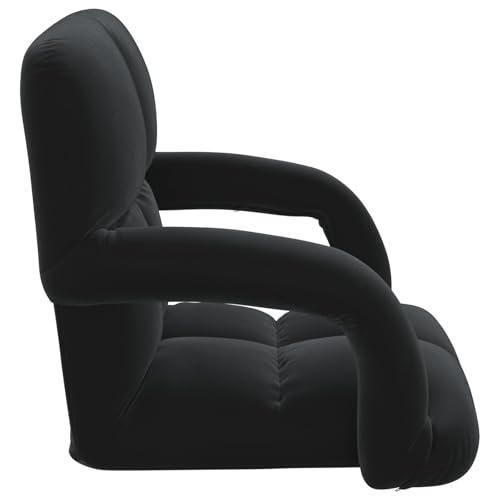 Fauteuil repose-pieds velours noir pliable pour méditation et lit