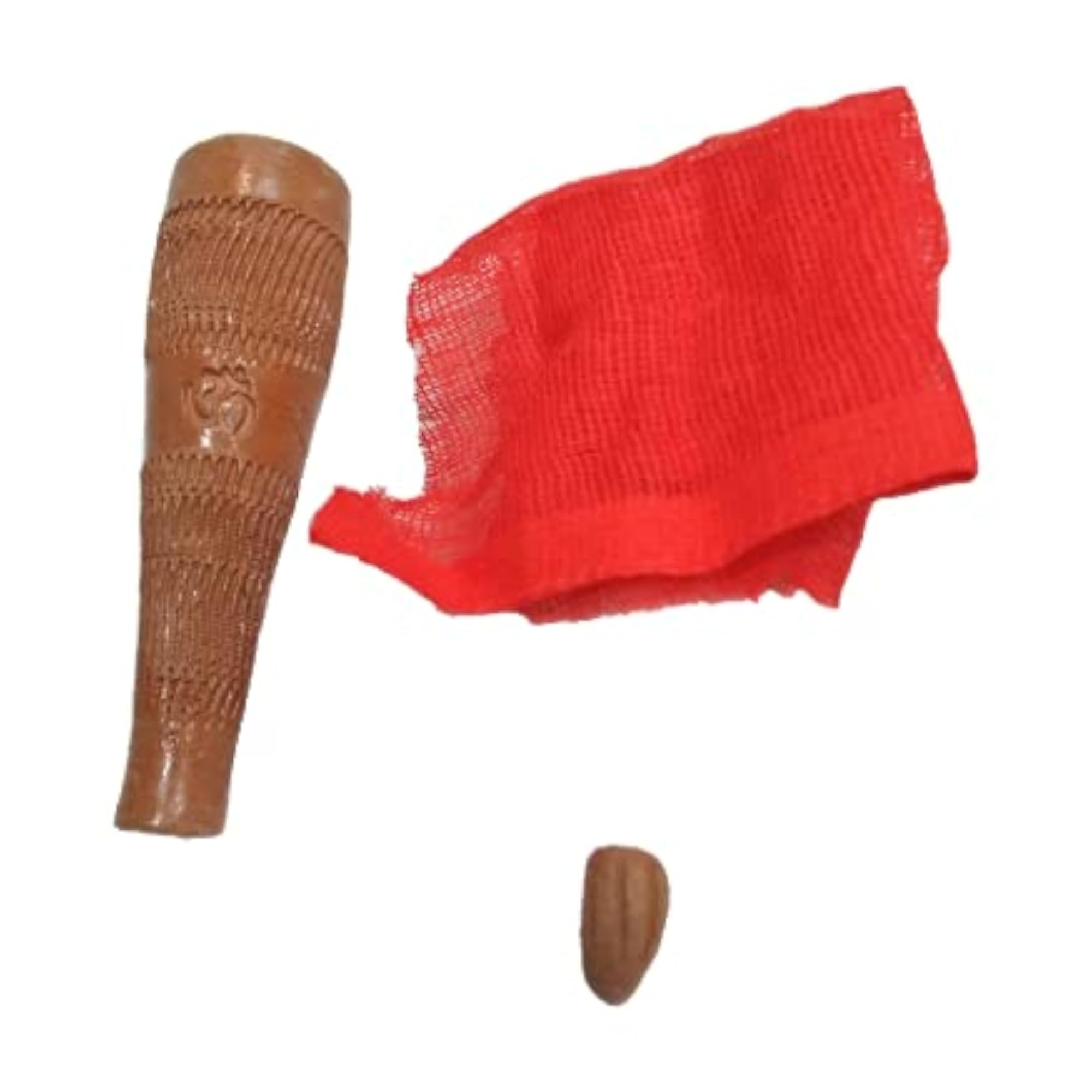Clay Chillum Pipe with Small Stone Inside, Brown