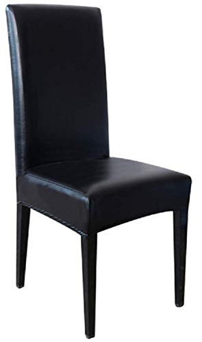 Funda elástica de silla de cuero sintético con respaldo - protector - impermeable - hogar - funda - lavable - cocina elástica - negro - comedor - idea original para regalo de 1 pieza - muebles Cover