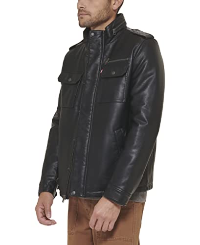 Image of Levi's Men's Vintage Deer Faux Leather Sherpa Military Jacket Big & Tall
