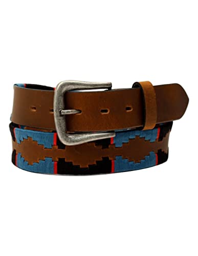 Nocona Men's Embroidered Strap Belt, Size 32, Blue
