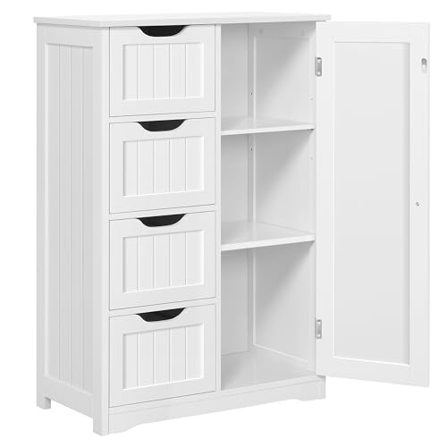 Yaheetech Kitchen Pantry Cabinet Storage Cabinet with Adjustable Shelves & 4 Drawers & 1 Door for Dining Room