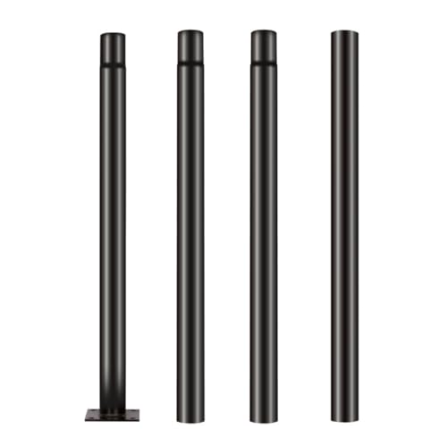 JANDEI - Palo per lampione da 4 metri in sezioni da 1 metro - Acciaio zincato nero con base di ancoraggio, resistente alle intemperie, ideale per giardini, strade e parchi. Viti incluse
