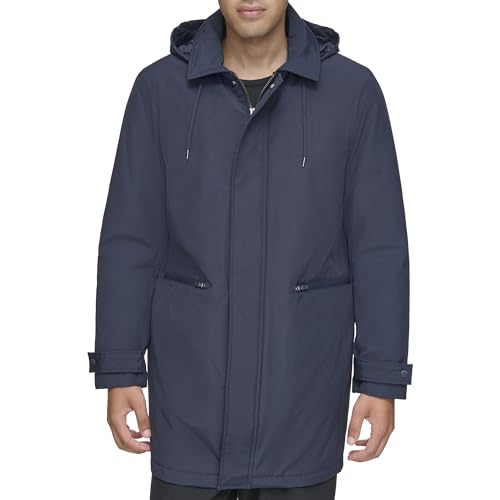 Image of Andrew Marc Men's Rain Jacket with Removable Hood and Back Vent