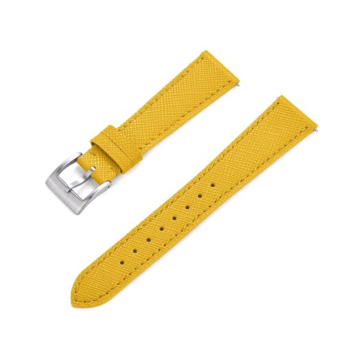 Correa de cuero genuino de 24 mm amarilla y plata accesorios de correa de repuesto formal