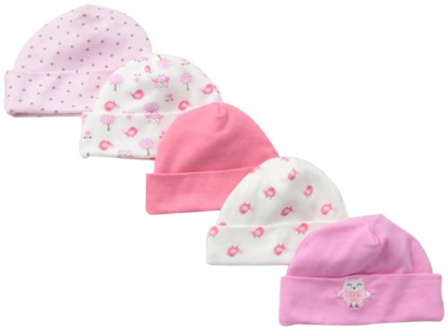 Image of Gerber Baby Girls' 5-Pack Caps