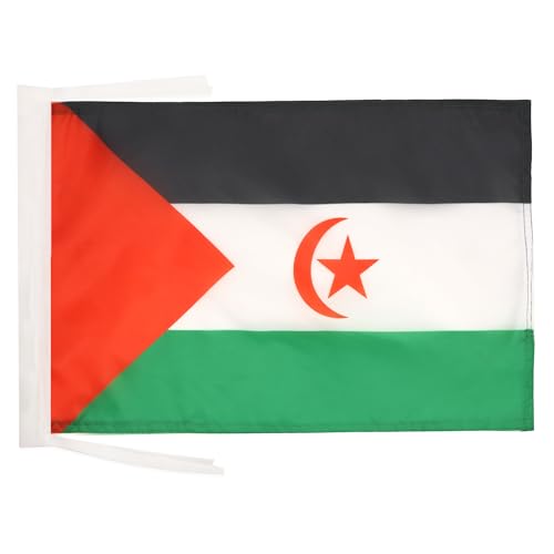 AZ FLAG Bandera de Sahara Occidental 45x30cm - BANDERINA REPÚBLICA ÁRABE SAHARAUI DEMOCRÁTICA 30 x 45 cm cordeles