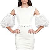 NICENEEDED Mangas de Vestido de Novia, Vestido Formal Desmontable Incoloro con Mangas Abullonadas, Accesorios de Boda