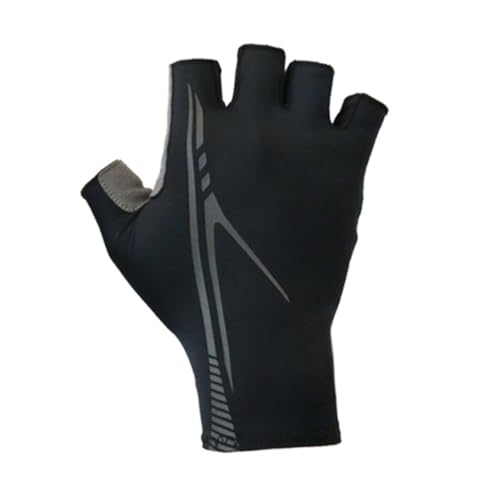 HOLIDYOYO 1Pair Unisex Half Finger Cycling Gloves Breathable Shockproof Slip Biking Gear for Outdoor Sports Reflective Design for Night Riding Black