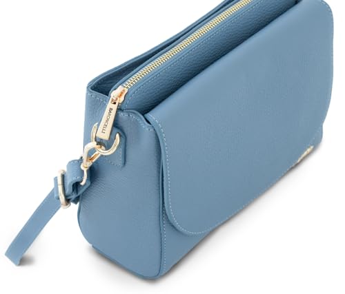 Baroncelli Leather Crossbody Bag, 3 Compartments, Long Strap4