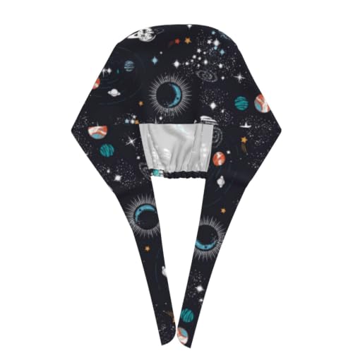 Image of Cute Pug Dog Print Working Cap Scrub Cap with Sweatband,Adjustable Fashion Bandage Tie Back Hat Headwear for Women Men