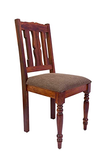 Image of Sheesham Wood 6 Seater Dining Table Set with 6 Chairs | Solid Wood Dining Room Set for Home & Kitchen | Maple Finish | Table (63x32x29 inch), Chair (18x18x39 inch)