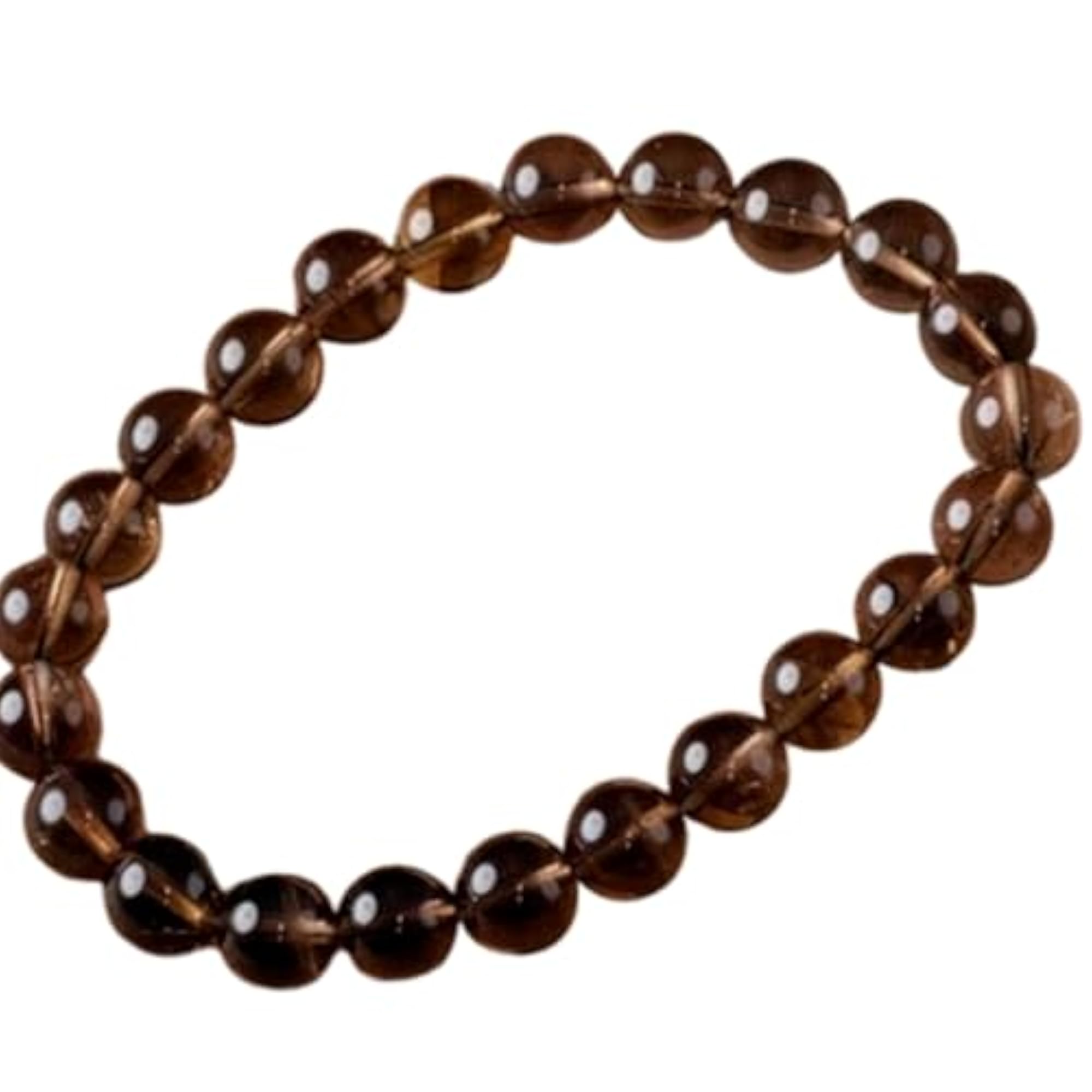 Natural Smoky Quartz 6.5 Inch Round Bead Stretchable Bracelet, Unisex