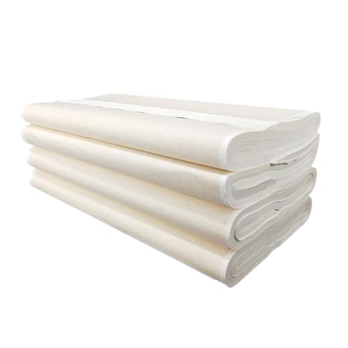 MEGREZ Chinese Japanese Calligraphy Practice Writing Sumi Drawing Xuan Rice Paper Without Grids 100 Sheets/Set - 34 x 68 cm (13.38 x 27.77 inch), Sheng (Raw) Xuan