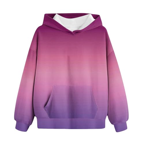 Cute Hoodies for Teen Girls Trendy Long Sleeve Oversized Hooded Sweatshirts Gradient Pullover Clothes 2-14 Years2