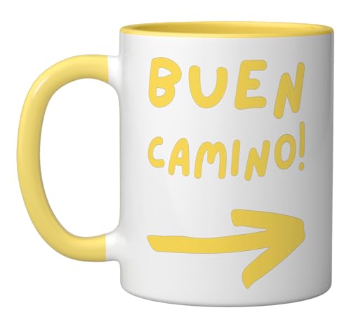 Taza cerámica Buen Camino Arrow amarillo y blanco miniatura 1