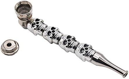 nulala Personalized Skull Pipe, Metal Portable Skull Shape Herb/Tobacco/Smoking Pipes Cigarette Pipe