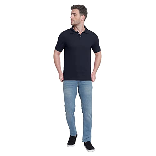 Image of Men's Poly Cotton-Matty Tshirt with Regular Fit Solid Pattern Half Sleeve Standard Length and Button Down Closure|Men's T-Shirts
