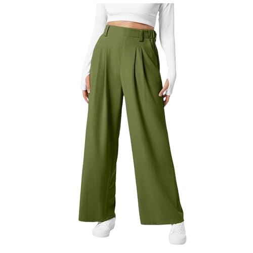 Women Wide Leg Pants Elastic High Waisted Waffle Knit Casual Comfy Palazzo Pants Trousers with Pockets