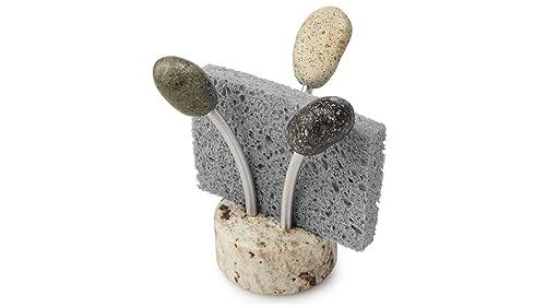 Soporte de esponja de granito natural con detalles de aluminio, sistema de esponja de secado rápido para todos los fregaderos, accesorio decorativo de encimera para cocina, baño, fabricado en los