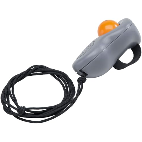 HUNTER Clicker, mit Umhängeband und Fingerschlaufe Farbe Grau/Orange, Größe One-Size