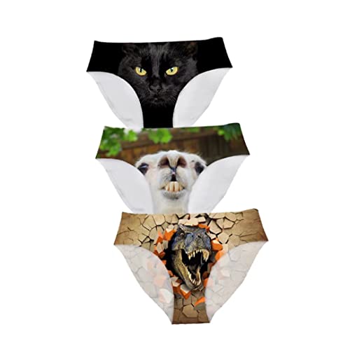 Image of Dellukee Sexy Women Underwear Briefs Breathable Hipster Panty White Alpaca Print