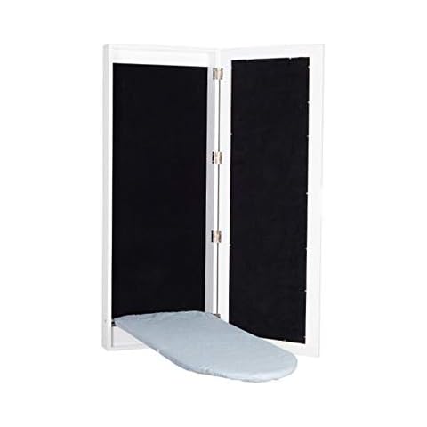 JIAYUAN Table In-Wall Ironing Board Cabinet with Built In Ironing Board Hide Away Ironing Board Center Cabinet Wall Mount with Mirrored Door Hot Iron Station Cover