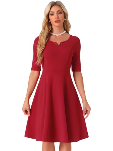 Robe trapèze élégante Allegra K à col en V pour femme