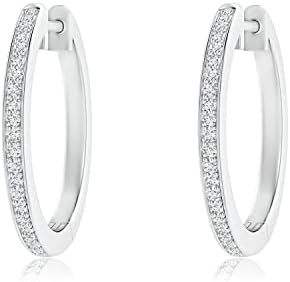 ANGARA Natural Diamond Hoops Earrings for Women, Girls in 14K Yellow Gold (Color-GVS2 | Diamond Size-1mm) | April Birthstone Jewelry Gift for Her | Birthday | Wedding | Anniversary