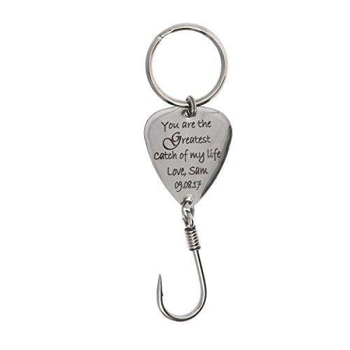 Customize Personalized Fishing Hook Fishing Lure Keychain Love Theme Key Chain for Fisherman