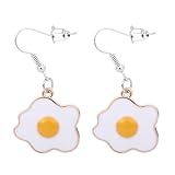 AKOOSY 可愛い大きめ荷包蛋モチーフイヤリング レディースピアス 女性用揺れる耳飾り 食品テーマアクセサリー 贈り物に