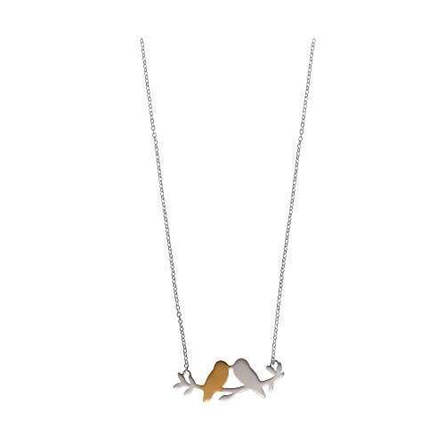 Boma Jewelry Sterling Silver 18kt. Gold Washed Sterling Silver Love Birds Branch Necklace, 16 inches