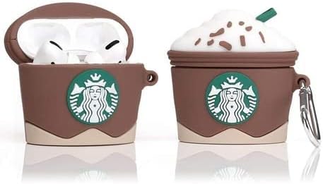 Meyaar Soft Silicone 3D Design Shockproof Cover With Anti-Lost Metal Keyring Compatible For Apple Airpods Pro Headphones Charging Case (Star-Buck Brown)