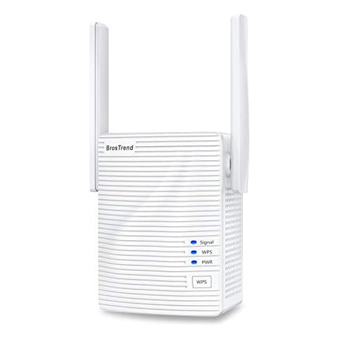 BrosTrend AC1200 WiFi Booster Range Extender, WPS Easy Setup WiFi Extender, 1200Mbps Wireless Signal Repeater, 1 Ethernet Port, Access Point, Wi-Fi Bridge, Dual Band of 5GHz & 2.4GHz, UK Plug Cover