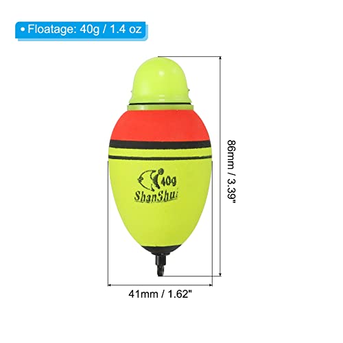 PATIKIL 1.4oz Lighted Fishing Slip Bobbers, 2 Pack EVA Green Red LED Light Up Fishing Float for Night Fishing Yellow - Image 2