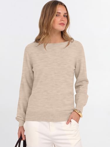 Image of ANRABESS Women Long Sleeve Rolled Neck Fall Lightweight Sweaters Top