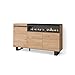 Skraut Home | Credenza, Mobile, Cucina | Madia, mobile ingresso | 150x87x35cm | 3 Porte | Camino elettrico | Design industriale | Stile moderno | Rovere e nero immagine