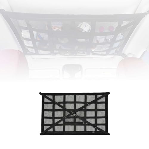 車用ルーフ収納ネット に適合する トヨタ アルファード ヴェルファイア 20系 30系 40系 二重メッシュバッグ 大容量 ネットバッグ 収納バッグ 車内天井ネット 荷物固定ネット 調整可能 バックル固定 荷物落下防止 荷物・衣類・キャンプ用品等 カー用品