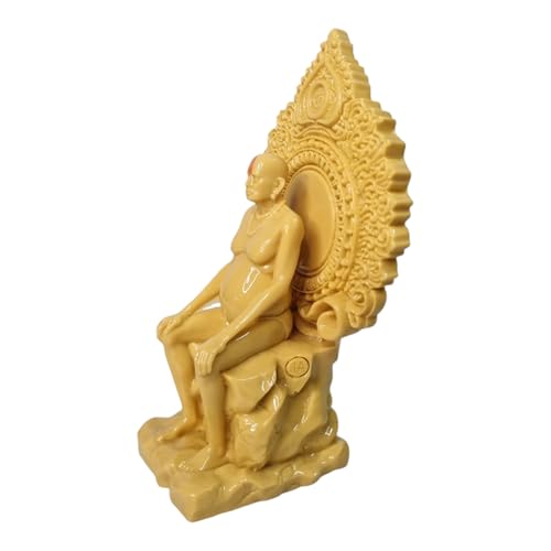 Image of KariGhar Resin Swami Samarth Idol with Stone Singhasan,Perfect for Car Dashboard and Home Temple and Office and Decoration, in of White Color and 5 Inch Size.