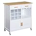 HOMCOM Carro de Cocina Auxiliar con Ruedas Carrito de Servicio con 2 Cajones Botellero para 9 Botellas Soporte para Vasos Estante Abierto y Armario 76x40x88 cm Blanco