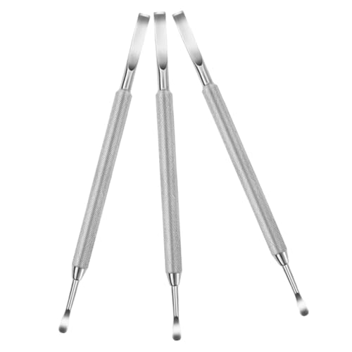 Didiseaon 3pcs Nail Cuticle Cleaner Tool Set Stainless Steel Push Scraper for Nail Art Maintenance