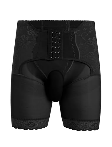 ABAFIP Men's Shapewear Lace Tummy Control Underwear High Waist Sissy Pouch Panties Girdle Waist Trainer