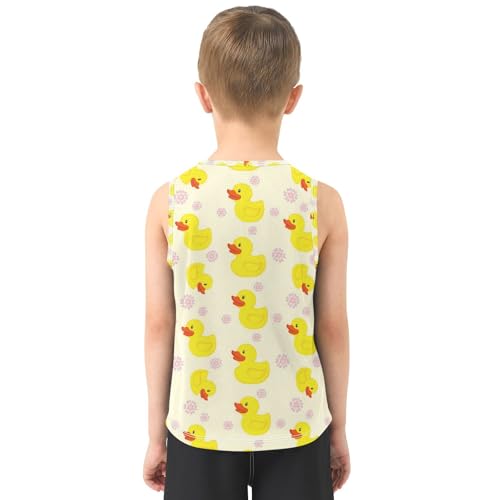J JOYSAY Rubber Duck Flowers Beige Boys Tank Top Sleeveless Muscle Shirts Quick Dry Kids T-Shirts 3-15T3