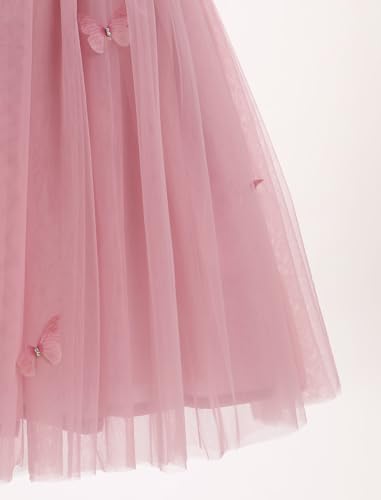 Image of IMEKIS Toddler Kids Girls Butterfly Dress Sparkle Sequins Tulle Wedding Formal Birthday Dresses 2-10T